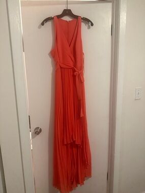 BCBG Coral V-Neck Pleated Maxi Dress